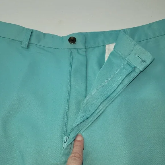 Haggar Flat Front Shorts Mens 38 Teal Blue Expandable Waist Polyester 8.5in Golf - Picture 3 of 12